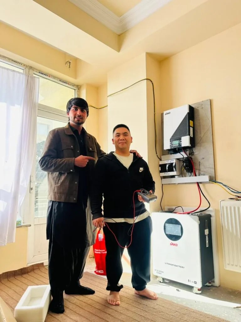 Installation of a SAKO energy storage and inverter system in Afghanistan.