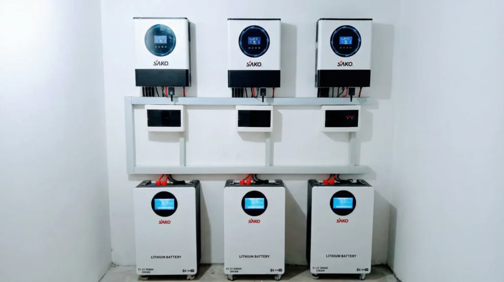 A SAKO Sunpolo inverter and lithium batteries installation case in Syria.